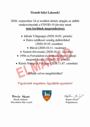 COVID-19 járvány miatt ELMARADNAK! borítóképe